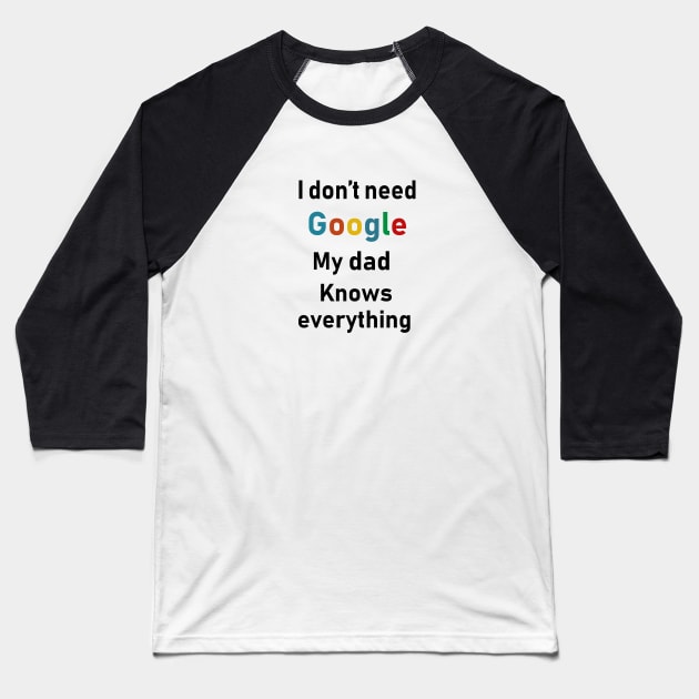 i dont need google my dad knows everything Baseball T-Shirt by Souna's Store